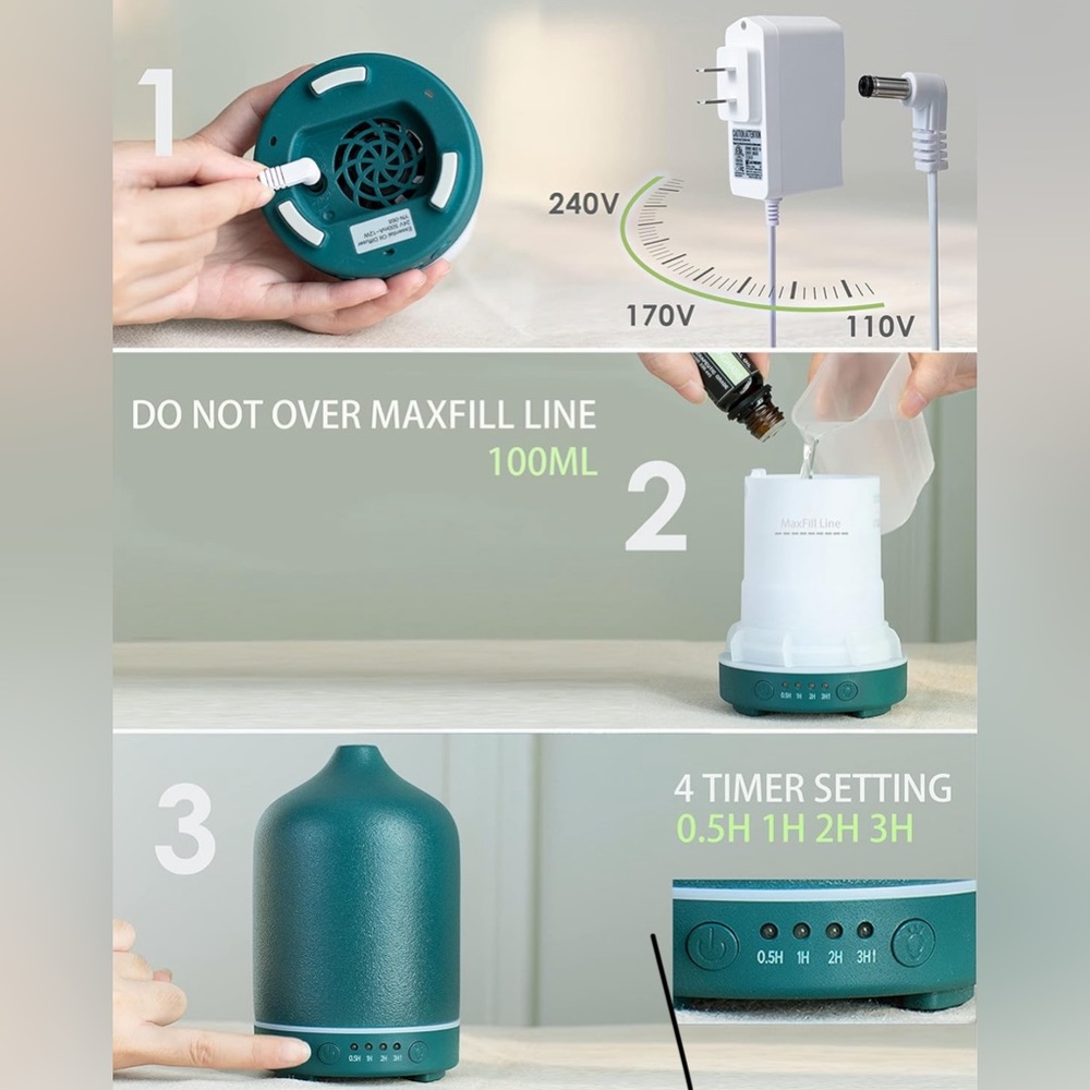New Essential Oil Diffuser, Essential Oil Diffuser for Aromatherapy color: Blue - Picture 2 of 4